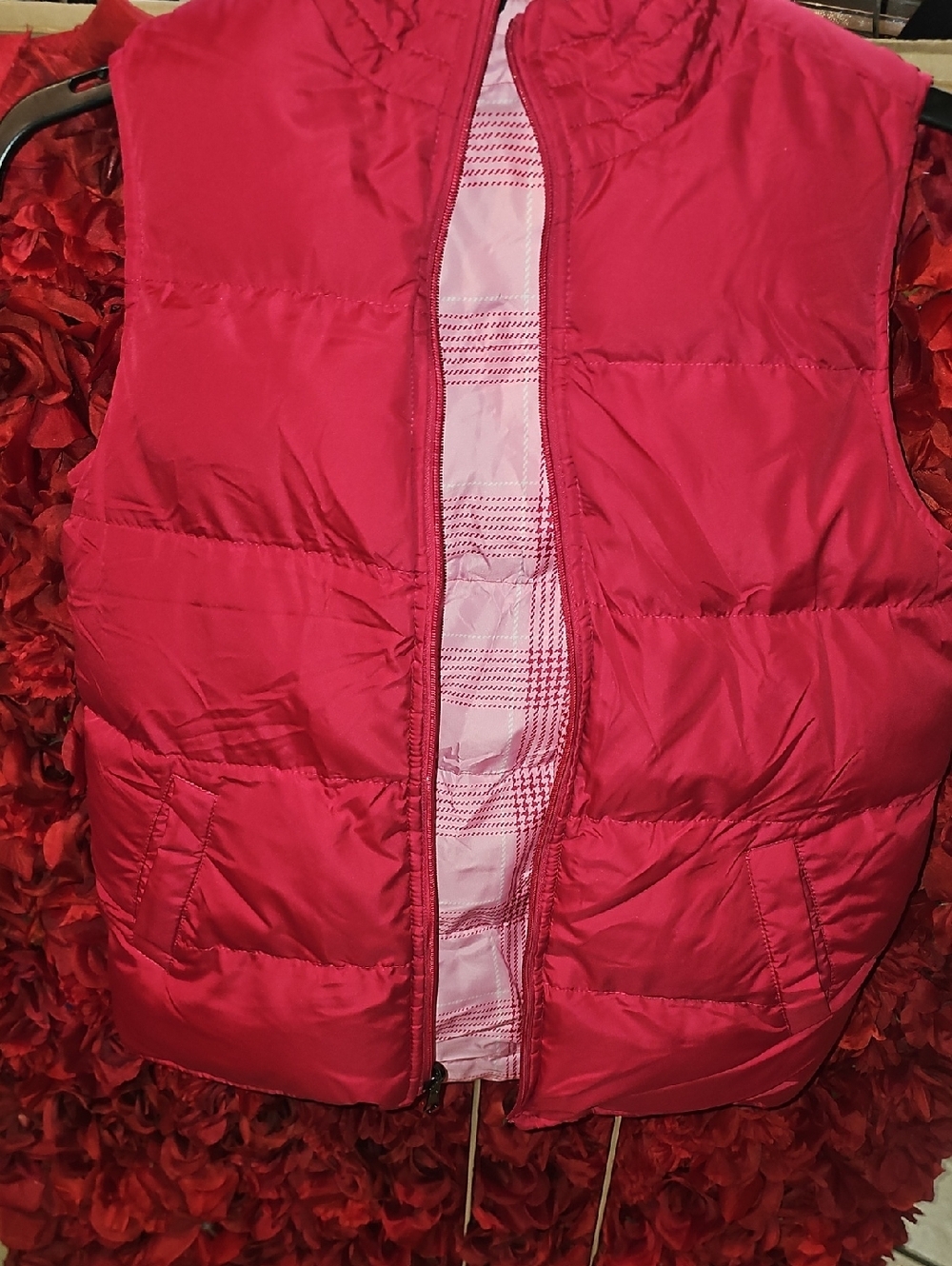 Cherokee Girls Reversible Quilted Sleeveless Vest in Raspberry Pink Size 14/16